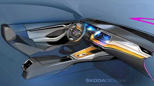 Skici ukazují interiér čtvrté generace modelu Octavia